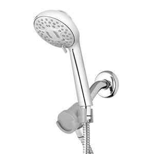waterpik magnetic dual dock adjustable height hand held shower head with 5-foot metal hose and powerpulse shower massage, chrome qmk-753me