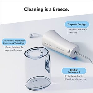 Zao's Selection Cordless Water Flosser, 300ml Water Picks for Teeth Cleaning, 20-115 PSI Portable Teeth Cleaner with 4 Modes 7 Tips, IPX7 Power Dental Oral Irrigator for Braces, Ivory