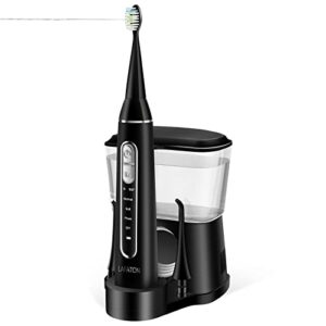 LAFATON 2 in 1 toothcleaner,Electric Toothbrush with Water Flosser Combo in One，Rechargeable Sonic Flossing Toothbrush with 3 Teeth Cleansing Ways,Waterproof Dental Oral Irrigator for Oral Care