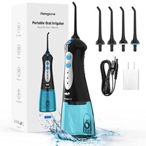 getogluke portable cordless water flosser for teeth cleaning, rechargeable electric power dental oral irrigator ipx7 waterproof, professional oral care at home & travel (black)