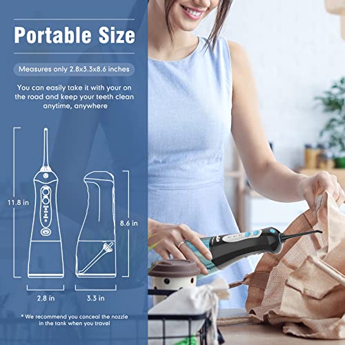 Getogluke Portable Cordless Water Flosser for Teeth Cleaning, Rechargeable Electric Power Dental Oral Irrigator IPX7 Waterproof, Professional Oral Care at Home & Travel (Black)