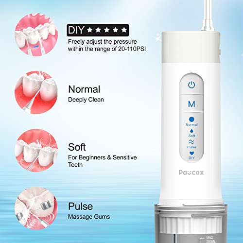 Cordless Water Flosser for Teeth, Portable Water Flosser, 4 Modes Dental Oral Irrigator, Rechargeable & IPX7 Waterproof Water Teeth Cleaner Picks with Travel Case, 5 Jet Tips