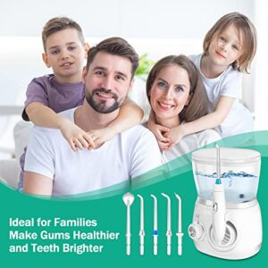 Initio Water Dental Flosser 2 Modes, 10 Adjustable Modes,Oral Irrigator with 600ML Detachable Water Tank, 6 Multifunctional Jet Tips,Water Dental Pick for Braces Care,Teeth Cleaner,White