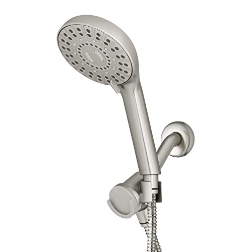 Waterpik Magnetic Dual Dock Adjustable Height Hand Held Shower Head With 5-Foot Metal Hose and PowerPulse Shower Massage, Brushed Nickel QMP-869ME