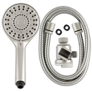 Waterpik Magnetic Dual Dock Adjustable Height Hand Held Shower Head With 5-Foot Metal Hose and PowerPulse Shower Massage, Brushed Nickel QMP-869ME