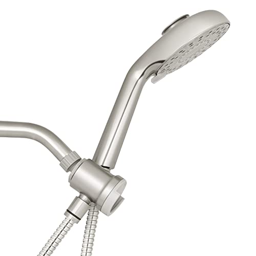 Waterpik Magnetic Dual Dock Adjustable Height Hand Held Shower Head With 5-Foot Metal Hose and PowerPulse Shower Massage, Brushed Nickel QMP-869ME