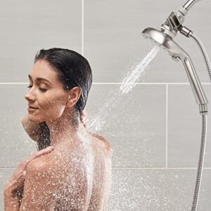 Waterpik Magnetic Dual Dock Adjustable Height Hand Held Shower Head With 5-Foot Metal Hose and PowerPulse Shower Massage, Brushed Nickel QMP-869ME