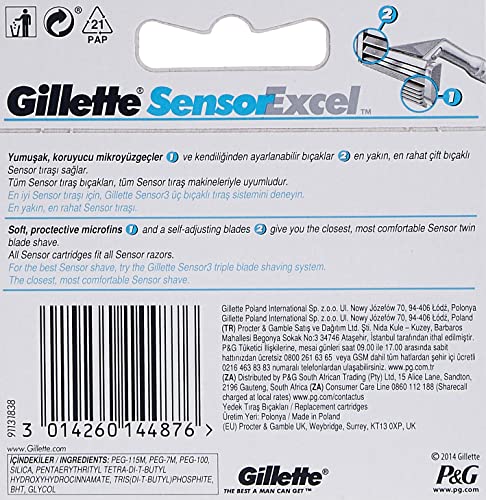 Gillette Sensor Excel Men's Razor Blade Refills, 5 Count, Mens Razors/Blades