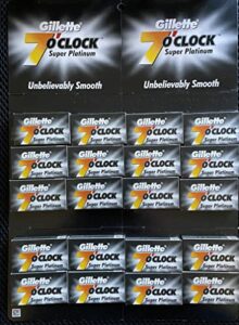 100 7 o’clock super platinum double edge safety razor blades (20×5) – aka 7’oclock black – premium blades on display card