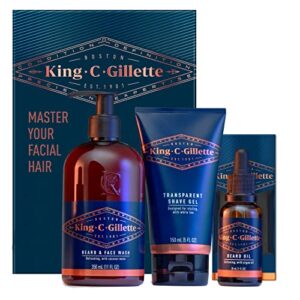 king c. gillette men’s beard care gift kit, beard and face wash for men, beard oil, shave gel