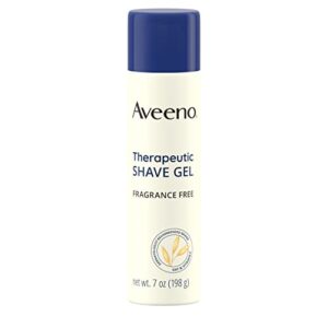 aveeno therapeutic shave gel with oat and vitamin e to help prevent razor bumps, soothes dry skin and provides a close, smooth shave with less irritation, fragrance-free, 7 oz