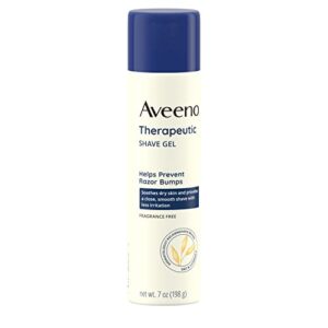 Aveeno Therapeutic Shave Gel with Oat and Vitamin E to Help Prevent Razor Bumps, Soothes Dry Skin and Provides a Close, Smooth Shave with Less Irritation, Fragrance-Free, 7 oz