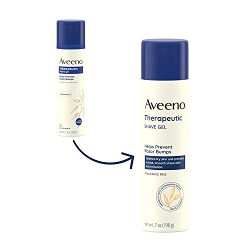 Aveeno Therapeutic Shave Gel with Oat and Vitamin E to Help Prevent Razor Bumps, Soothes Dry Skin and Provides a Close, Smooth Shave with Less Irritation, Fragrance-Free, 7 oz