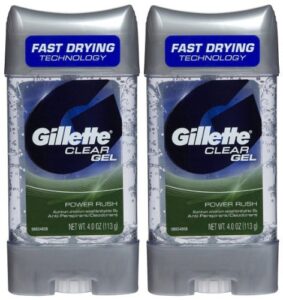 gillette anti-perspirant deodorant clear gel, power rush 3.8 oz (pack of 2)