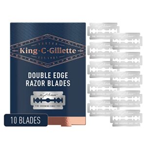 king c. gillette double edge safety razor blades 10 count, stainless steel platinum coated blades