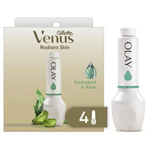 gillette venus radiant skin seaweed & aloe olay razor moisturizer refills, 4ct, white
