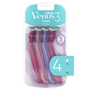 gillette venus simply3 women’s disposable razors, 4 count (pack of 1)