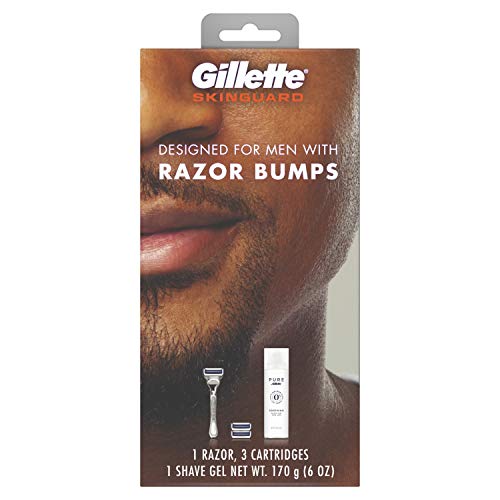Gillette SkinGuard Men's Razor Handle, 3 Blade Refills + PURE Shave Gel