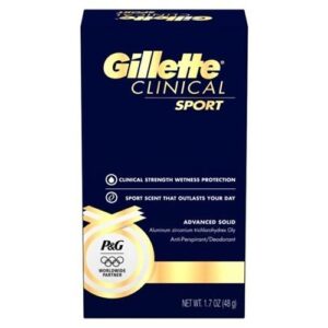 gillette clinical soft solid antiperspirant deodorant, sport triumph, 1.7 ounce (pack of 3)