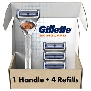 gillette skinguard men’s razor flex handle + 4 blade refills