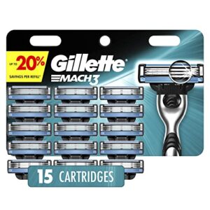Gillette Mach3 Men's Razor Blades, 15 Blade Refills