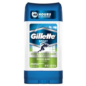 gillette anti-perspirant/deodorant clear gel, power rush, 4-ounce stick (pack of 6) (packaging may vary)