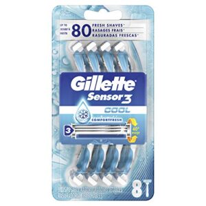 gillette sensor3 cool men’s disposable razors, 8 count