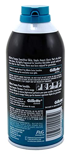 Gillette Foamy Shave Foam Sensitive 11 Ounce (325ml) (3 Pack)