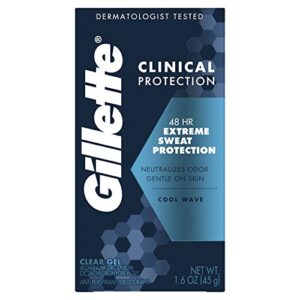 gillette clinical strength antiperspirant deodorant for men, cool wave scent, clear gel, 1.6 ounce
