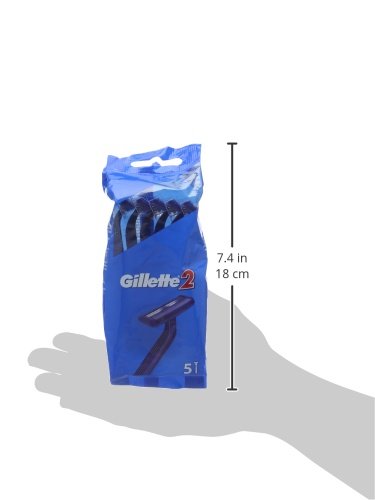 Gillette 2 Men's Disposable Razor, 5 Units - Pack of 2