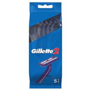 gillette 2 men’s disposable razor, 5 units – pack of 2
