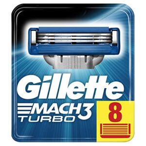 gillette mach3 turbo razor blades for men, pack of 8