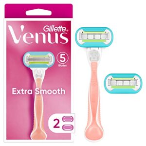 gillette venus extra smooth pink women’s razor handle + 2 refills