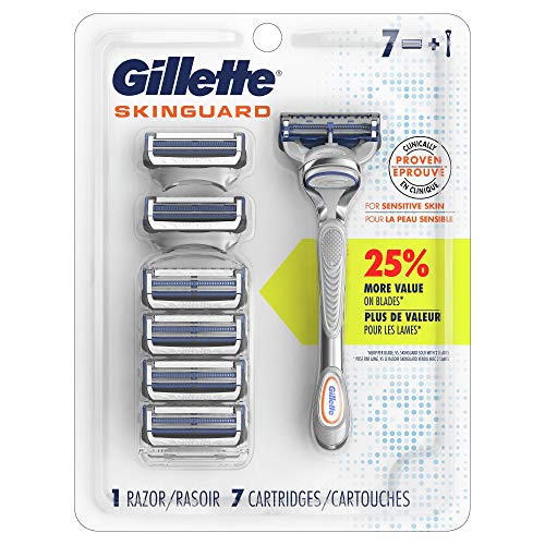 Gillette Skinguard Mens Razor, Includes 1 Handle, 7 Razor Blade Refills (packaging may vary)