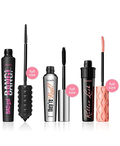 Benefit Cosmetics Mascara 3 Piece Full Size Set $72 Value They're Real Bad Girl Bang Roller Lash Set Together At Last