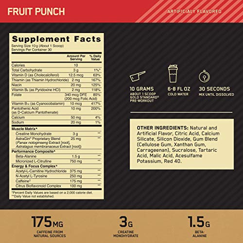 Optimum Nutrition Gold Standard Pre-Workout Fruit Punch 300g