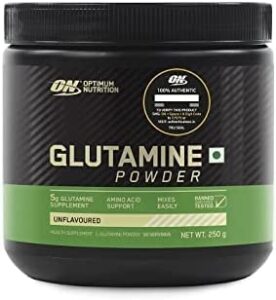 glamzy optimam nutritions l-glutamine powder, amino acid support & muscle recovery, 5g glutamine per serve, 250 gram, 50 serves