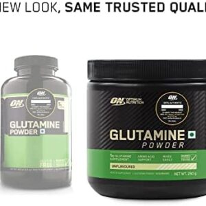 Glamzy Optimam Nutritions L-Glutamine Powder, Amino Acid Support & Muscle Recovery, 5g Glutamine per Serve, 250 Gram, 50 Serves