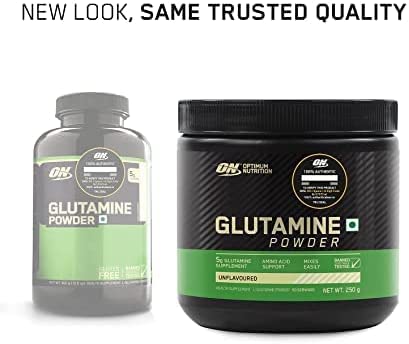Glamzy Optimam Nutritions L-Glutamine Powder, Amino Acid Support & Muscle Recovery, 5g Glutamine per Serve, 250 Gram, 50 Serves