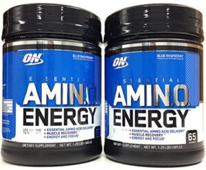 optimum nutrition essential amino energy, pack of two 65 servings (blue raspberry 2 x 65svgs)