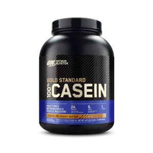 optimum nutrition gold standard 100% micellar casein protein powder, slow digesting, helps keep you full, overnight muscle recovery, chocolate peanut butter, 4 pound (packaging may vary)