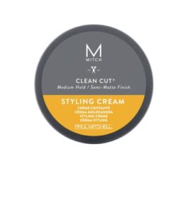 paul mitchell mitch clean cut styling cream for men, medium hold, semi-matte finish, for all hair types + short to medium hair, 3 oz.