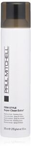 paul mitchell super clean extra finishing hairspray, maximum hold, shiny finish, for all hair types, 9.5 oz.