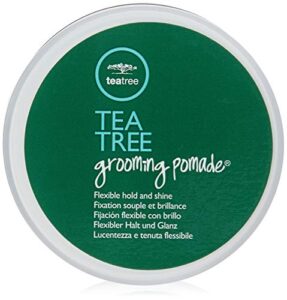tea tree grooming pomade, flexible hold, high-shine finish, for all hair types, especially wavy + curly hair, 3.0 oz.