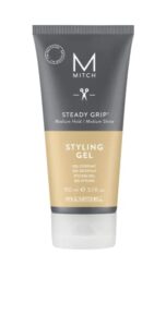 paul mitchell mitch steady grip hair gel for men, firm hold, natural shine finish, for all hair types, especially fine to medium hair, 5.1 fl. oz.