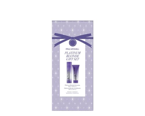 Paul Mitchell Platinum Blonde Holiday Gift Set, Purple Shampoo + Conditioner, For Brassy Hair
