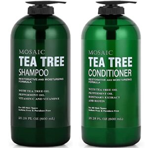 Tea Tree Shampoo and Conditioner Set for Hair Growth, For Thinning Hair and Hair Loss Treatments for Women & Men, Hair Thickening Products for Women & Men, Paraben & Sulfate Free Shampoo 20.2 FL Oz Each