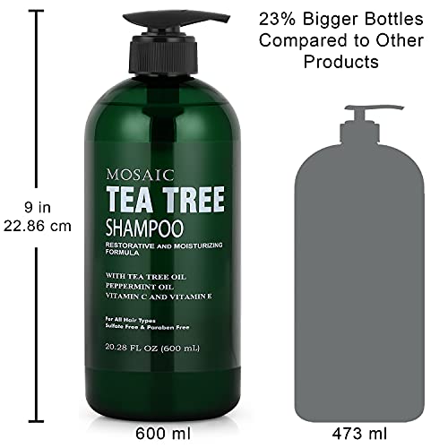 Tea Tree Shampoo and Conditioner Set for Hair Growth, For Thinning Hair and Hair Loss Treatments for Women & Men, Hair Thickening Products for Women & Men, Paraben & Sulfate Free Shampoo 20.2 FL Oz Each