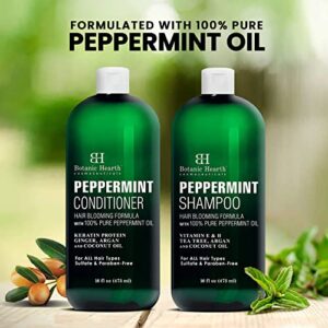 BOTANIC HEARTH Peppermint Oil Shampoo and Conditioner Set - Hair Blooming Formula with Keratin for Thinning Hair - Fights Hair Loss, Promotes Hair Growth-Sulfate Free for Men and Women - 16 fl oz x 2