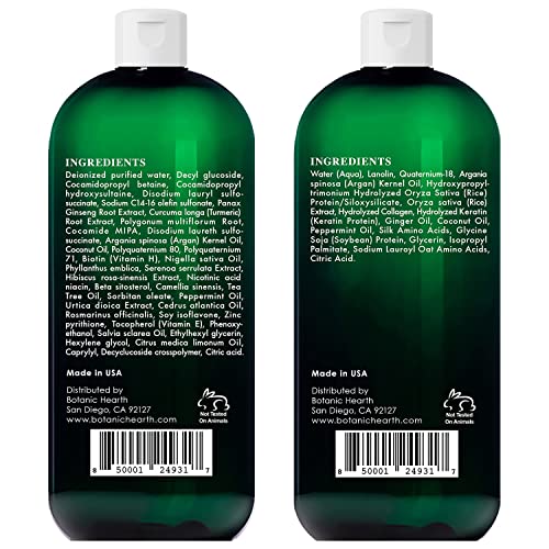 BOTANIC HEARTH Peppermint Oil Shampoo and Conditioner Set - Hair Blooming Formula with Keratin for Thinning Hair - Fights Hair Loss, Promotes Hair Growth-Sulfate Free for Men and Women - 16 fl oz x 2